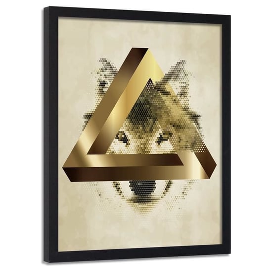 Plakat ozdobny w ramie czarnej FEEBY Wilk trójkąt geometria, 30x40 cm Feeby