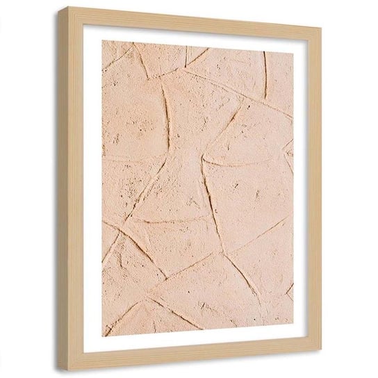 Plakat ozdobny w ramie naturalnej FEEBY Abstrakcja ślady na piasku, 40x60 cm Feeby