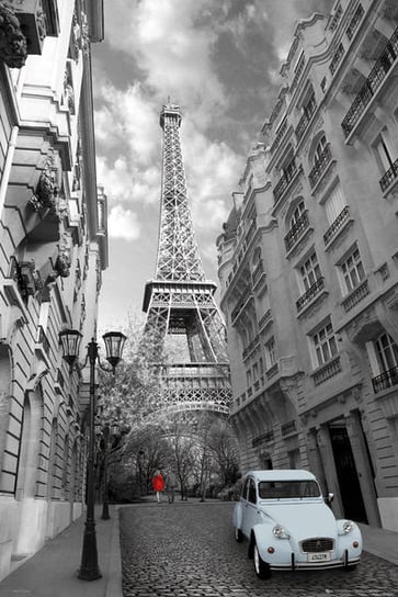 plakat PARIS - RED GIRL BLUE CAR GB eye