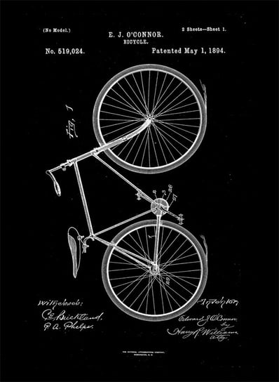 Plakat, Patent Rower Projekt 1894 - retro, 40x50 cm reinders