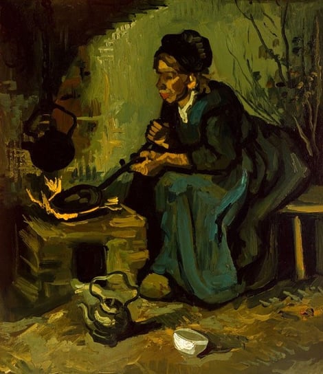 Plakat, Peasant Woman Cooking by a Fireplace, Vincent van Gogh, 29,7x42 cm reinders