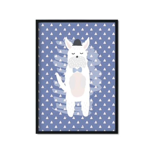 Plakat Pies, niebiesko-biały, 30x40 cm Love The Journey