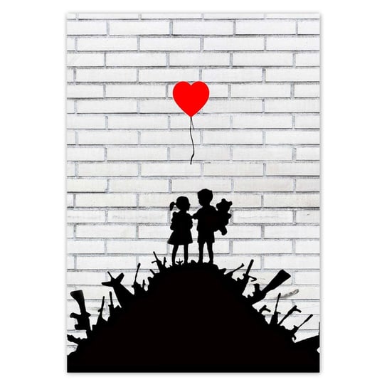 Plakat pionowy Banksy Sterta broni Balon, 14,8x21  cm ZeSmakiem