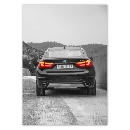 Plakat pionowy BMW czarne X6, 14,8x21  cm ZeSmakiem