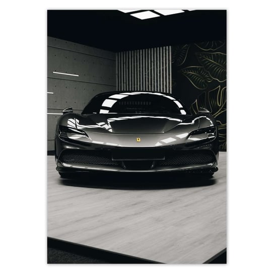 Plakat pionowy Czarne Ferrari Samochód, 21x29,7  cm ZeSmakiem