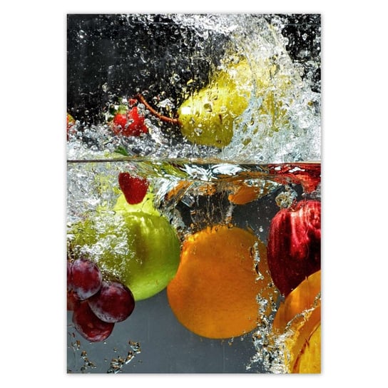 Plakat pionowy Owoce wpadające do wody, 21x29,7  cm ZeSmakiem