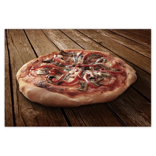 Plakat Pizza na drewnianym stole, 120x80 cm ZeSmakiem