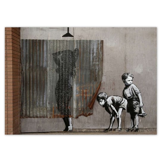 Plakat poziomy Banksy Chłopcy Prysznic, 29,7x21  cm ZeSmakiem