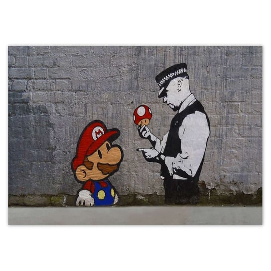 Plakat poziomy Banksy Grzybiarz Policja, 21x14,8  cm ZeSmakiem