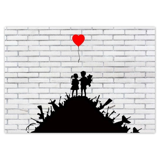 Plakat poziomy Banksy Sterta broni Balon, 21x14,8  cm ZeSmakiem