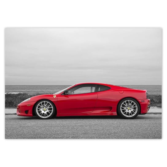 Plakat poziomy Czerwone ferrari na plaży, 118,9x84,1  cm ZeSmakiem