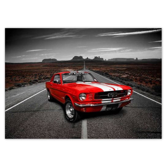 Plakat poziomy Czerwony Ford Mustang, 42x29,7  cm ZeSmakiem