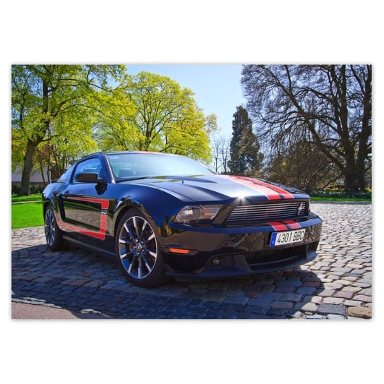 Plakat poziomy Ford Mustang z paskami, 29,7x21  cm ZeSmakiem