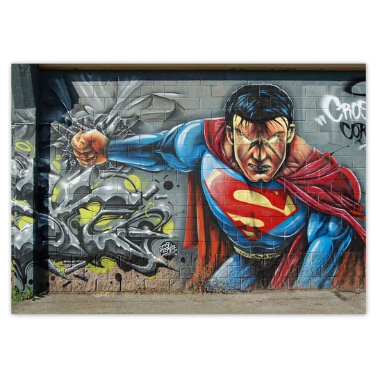 Plakat poziomy Graffiti uliczne Superman, 29,7x21  cm ZeSmakiem