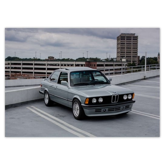 Plakat poziomy Szare BMW E30, 21x14,8  cm ZeSmakiem