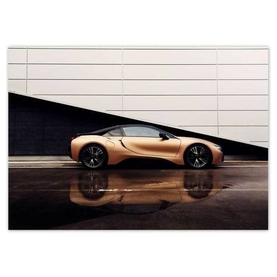 Plakat poziomy Złote BMW Samochód Auto, 21x14,8  cm ZeSmakiem