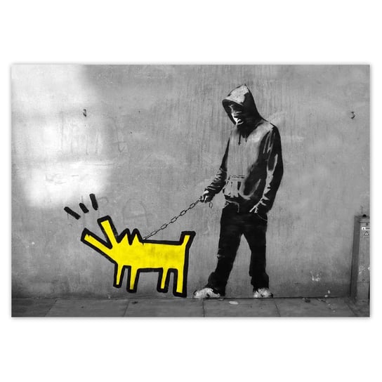 Plakat poziomy Żółty piesek Banksy, 21x14,8  cm ZeSmakiem
