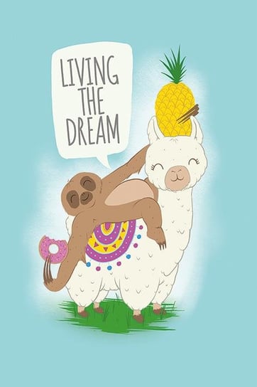 Plakat PYRAMID INTERNATIONA Living The Dream Llama And Sloth, 91x61 cm Pyramid International