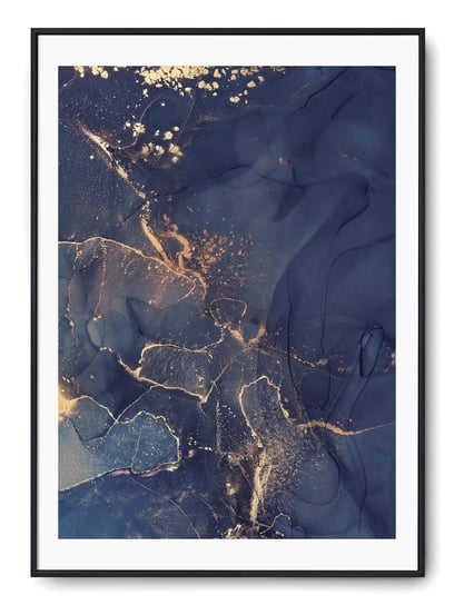 Plakat r 30x40 cm Marmur Tekstura Błękit Granat Ni Printonia