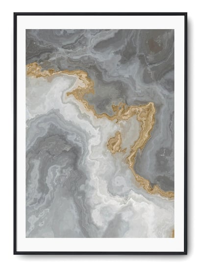 Plakat r 30x40 cm Marmur Tekstura Złoty Szary Czer Printonia