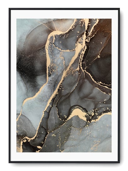 Plakat r 40x50 cm Marmur Tekstura Złoty Szary Czer Printonia