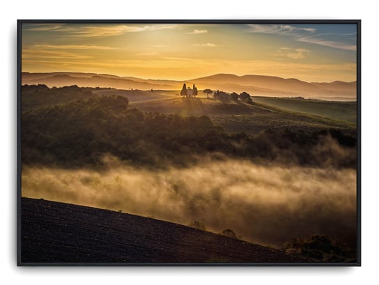 Plakat r 50x40 cm Krajobraz Góry Mgła Słońce Ziele Printonia