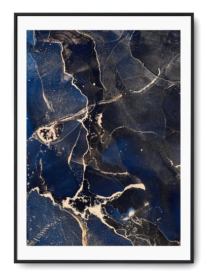 Plakat r 61x91 cm Marmur Tekstura Błękit Granat Ni Printonia