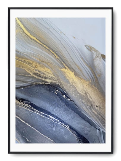 Plakat r A3 30x42 cm Marmur Tekstura Złoty Błękitn Printonia