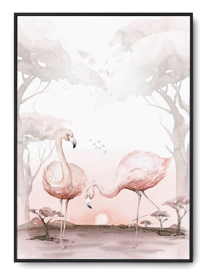 Plakat r A3 30x42 cm Pokój Dziecka Różowe Flamingi Printonia