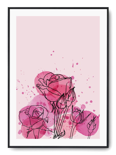 Plakat r A4 21x30 cm Grafika Geometria Kwiaty Róż Printonia