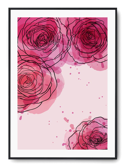 Plakat r A4 21x30 cm Grafika Geometria Kwiaty Róż Printonia