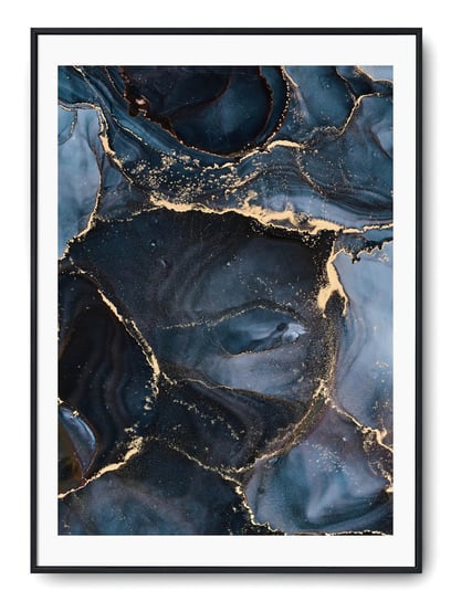 Plakat r A4 21x30 cm Marmur Tekstura Błękit Granat Printonia