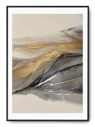 Plakat r A4 21x30 cm Marmur Tekstura Złoty Szary C Printonia