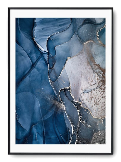 Plakat r B2 50x70 cm Marmur Tekstura Błękit Granat Printonia