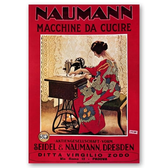 Plakat Reklamowy Naumann Sewing Machines 50x70 Legendarte