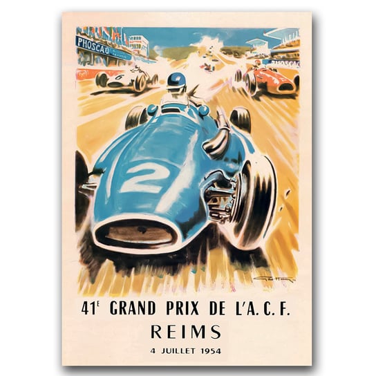 Plakat retro Automobile Grand Prix Reims A2 Vintageposteria