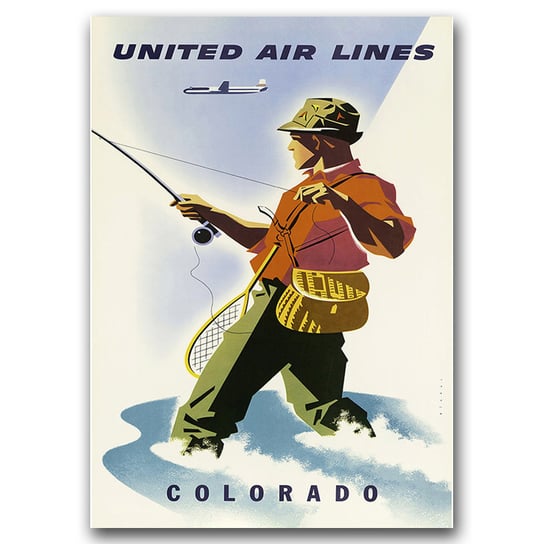 Plakat retro Colorado United Air Lines A1 Vintageposteria