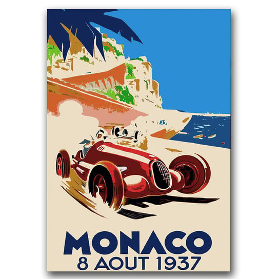 Plakat retro do salonu Automotive Monaco A3 Vintageposteria