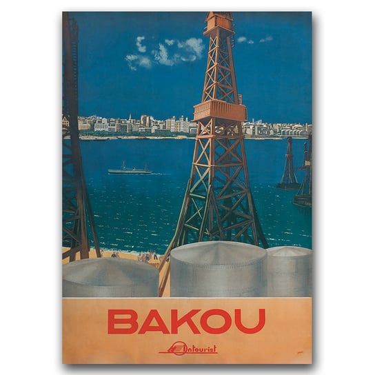 Plakat retro do salonu Azerbejdżan Bakou A2 Vintageposteria