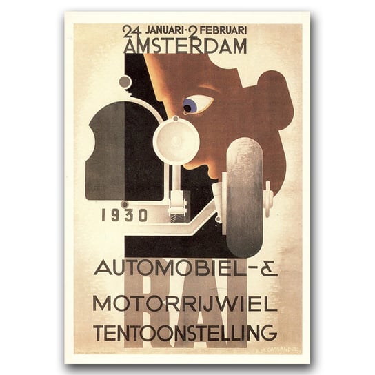 Plakat retro do salonu Car Show Amsterdam A1 Vintageposteria