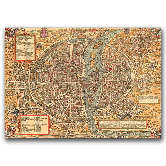 Plakat retro do salonu Mapa Paryża A2 60x40 cm Vintageposteria