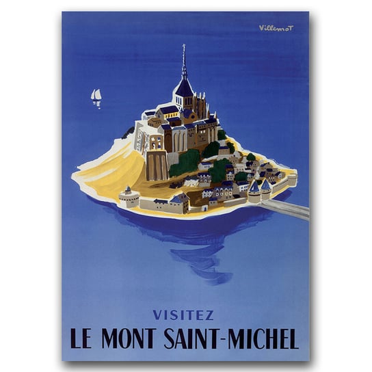 Plakat retro do salonu Mont Saint Michel French A3 Vintageposteria
