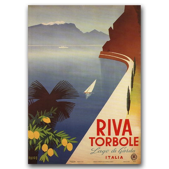 Plakat retro do salonu Riva Torbole Włochy A3 Vintageposteria