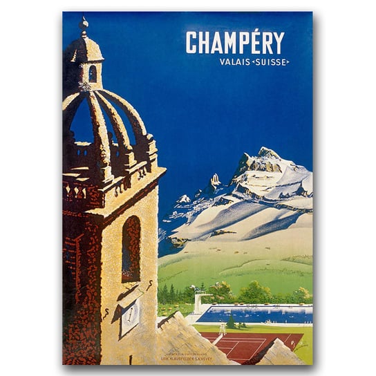 Plakat retro do salonu Szwajcaria Champery A3 Vintageposteria