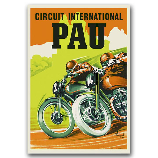 Plakat retro do salonu Wyścigi motocyklowe PAU A1 Vintageposteria
