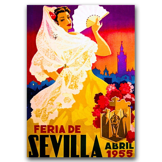 Plakat retro Feria de Sevilla Hiszpania A3 Vintageposteria