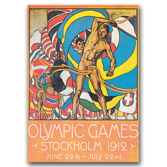 Plakat retro Igrzyska Olimpijskie w Sztokholmie A3 Vintageposteria
