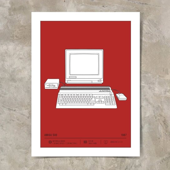 Plakat Retro Komputery Amiga 500 30x40 cm wiśniowy Inna marka