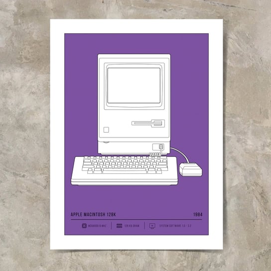 Plakat Retro Komputery Apple Lisa 70x100 cm fioletowy Inna marka