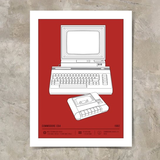 Plakat Retro Komputery Commodore C64 70x100 cm wiśniowy Inna marka